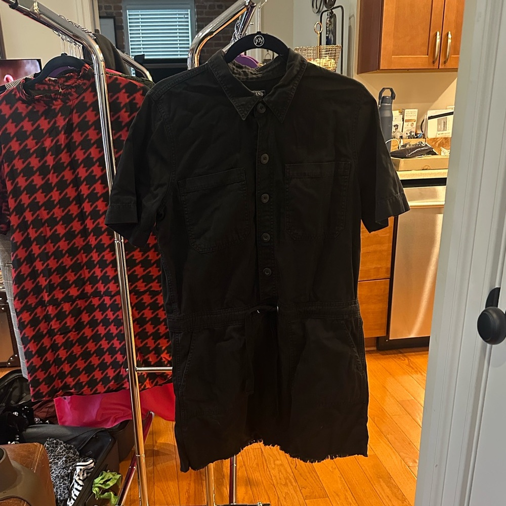 Lucky Brand Black Button-Up Denim Mini Shirt Dress w/Pockets